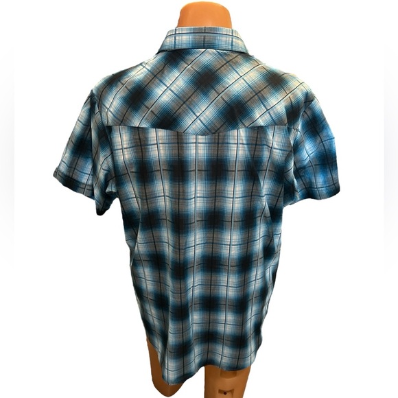 Ely Cattleman Men’s Button Front Shirt Size XL Pearl Snap Blue & Black Plaid SS. - Picture 4 of 10